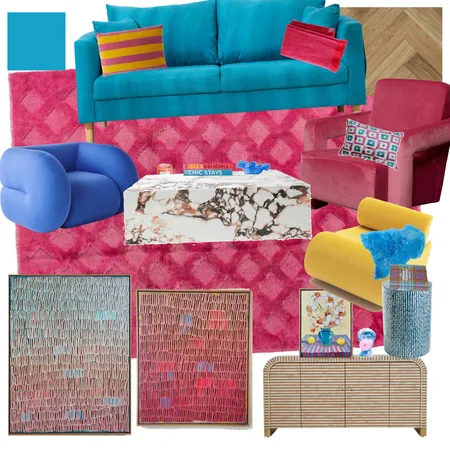 Living - Azure, Raspberry, Butter Interior Design Mood Board by dl2407 on Style Sourcebook