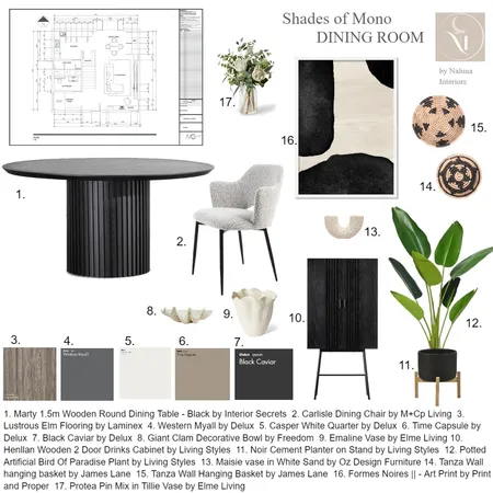 Living Room - Shades Of Mono - Sample Board Interior Design Mood Board by Natalie on Style Sourcebook