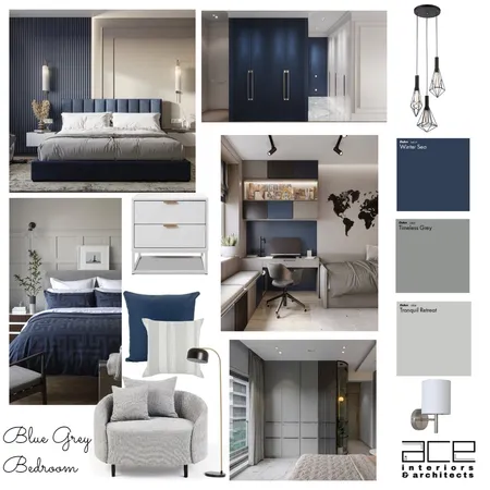 Blue grey bedroom Interior Design Mood Board by Prarthana on Style Sourcebook