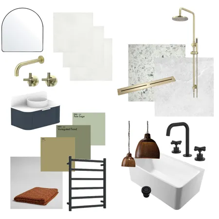 Bathroom navy vanity with green tones Interior Design Mood Board by AT46 on Style Sourcebook