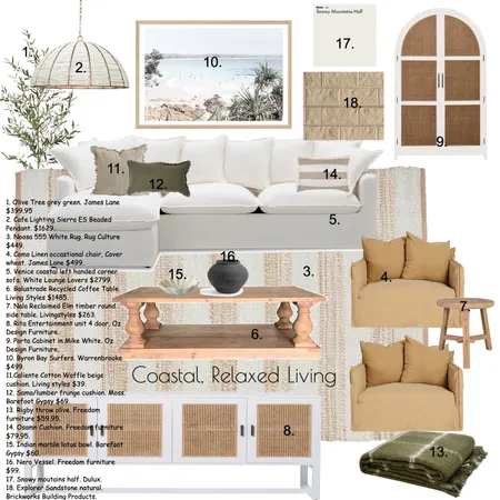 Coastal Relaxed Living Room Interior Design Mood Board by Lauren ulherr on Style Sourcebook