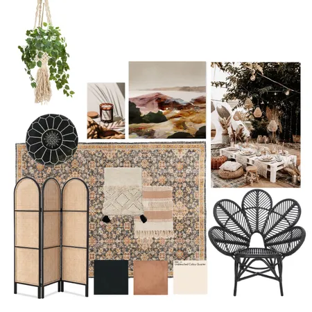 Black and natural boho Interior Design Mood Board by sage.and.wry on Style Sourcebook
