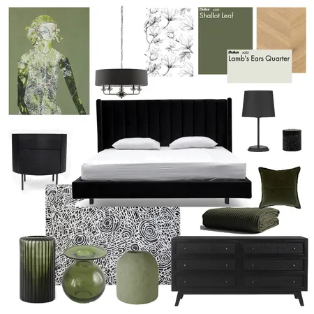 green bedroom Interior Design Mood Board by olka.designSTUDIO on Style Sourcebook