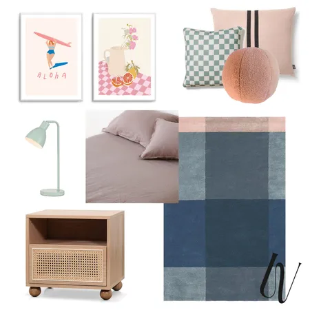 Girl's Bedroom Concept - Pink Blue | July 2023 Interior Design Mood Board by Wholesome by Design on Style Sourcebook