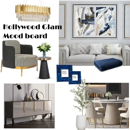 Hollywood Glam - Navy and gold Interior Design Mood Board by Interiors By Zai on Style Sourcebook