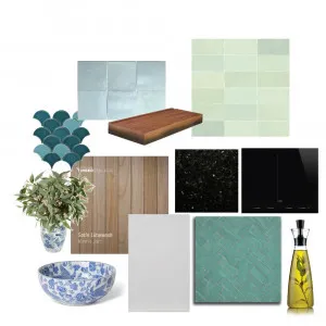blue/green kitchen Interior Design Mood Board by krmag on Style Sourcebook