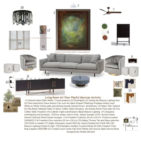 Living Room Playful Mexican Living Interior Design Mood Board by Debbie Bennett on Style Sourcebook