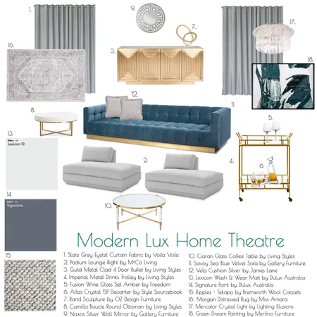 Luxe Home Theatre Interior Design Mood Board by Natural Conscious Living Design on Style Sourcebook