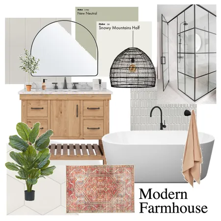 Modern Farmhouse Primary Bath Interior Design Mood Board by jessskwara on Style Sourcebook