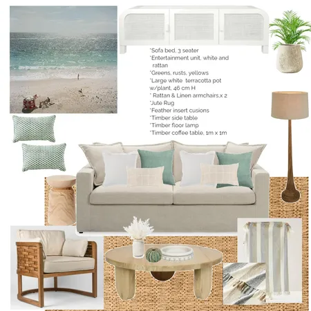 Sand Beige 3 seat Sofa Bed - Andros Island print Interior Design Mood Board by LaraMcc on Style Sourcebook