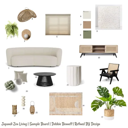 Japandi Zen Living Sample Board Interior Design Mood Board by Refined By Design Pty Ltd on Style Sourcebook