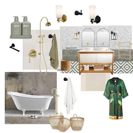 Sage bathroom brush gold Interior Design Mood Board by Shaebell on Style Sourcebook