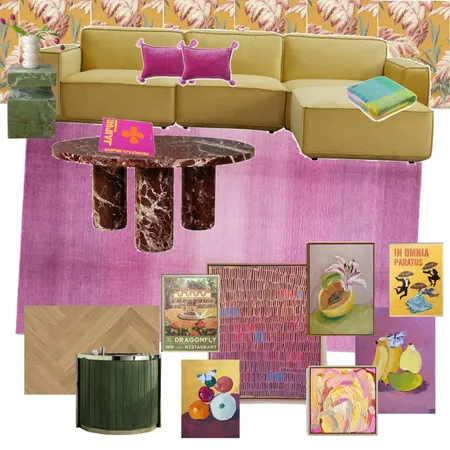 Movie Room - Banana, Orchid, Jade & Burgundy Interior Design Mood Board by dl2407 on Style Sourcebook