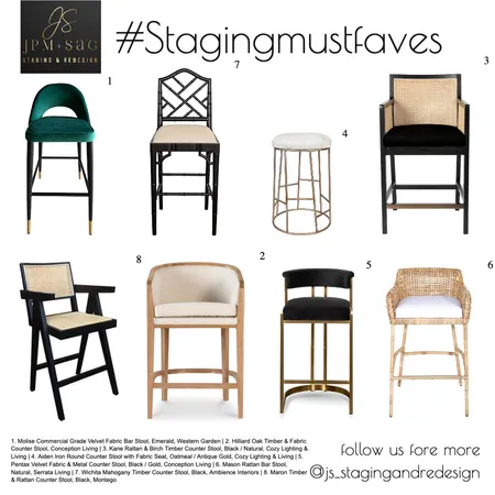 Staging must faves : Barstools Interior Design Mood Board by JPM+SAG Staging and Redesign on Style Sourcebook