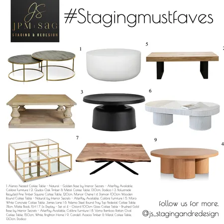 Staging must faves : Coffee Tables Interior Design Mood Board by JPM+SAG Staging and Redesign on Style Sourcebook