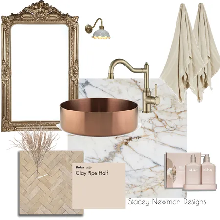 Soft golden bathroom Interior Design Mood Board by Stacey Newman Designs on Style Sourcebook