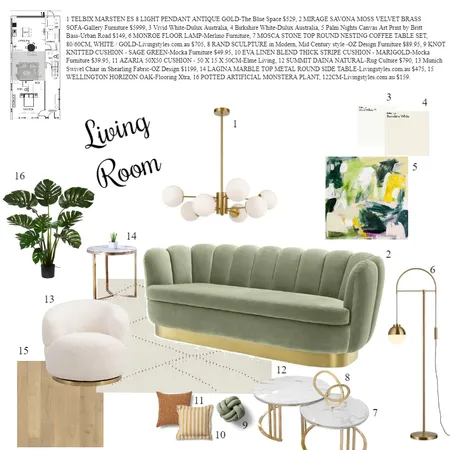 Living Room Sample Board Interior Design Mood Board by TOGET on Style Sourcebook