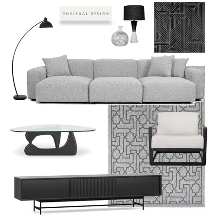 Black and Grey Living room Interior Design Mood Board by E N V I S U A L      D E S I G N on Style Sourcebook