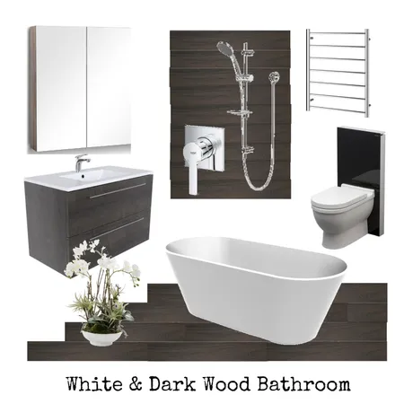 En-suite Bathroom Dark Brown wood tiles Interior Design Mood Board by martina.interior.designer on Style Sourcebook