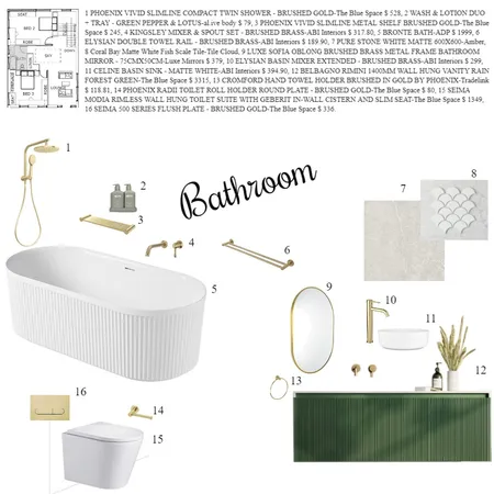 Bathroom sample board Interior Design Mood Board by TOGET on Style Sourcebook