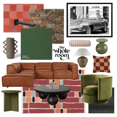 Checkers Pink and Green Lounge Retro Interior Design Mood Board by The Whole Room on Style Sourcebook