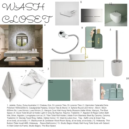 WASH CLOSET Interior Design Mood Board by Catia Marinelli on Style Sourcebook