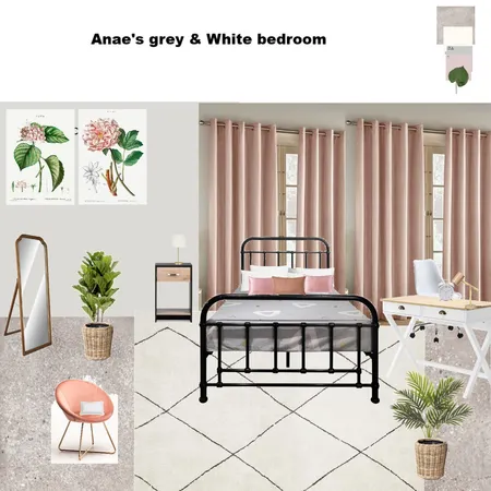 Anae's White, Grey and Pink Themed Bedroom preffered Option Interior Design Mood Board by Asma Murekatete on Style Sourcebook