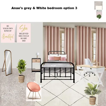 Anae's White, Grey and Pink Themed Bedroom Option 3 Interior Design Mood Board by Asma Murekatete on Style Sourcebook