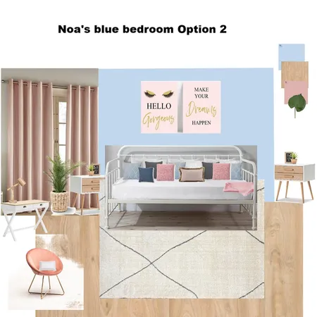 Noa's Blue Themed Bedroom Option 2 Interior Design Mood Board by Asma Murekatete on Style Sourcebook