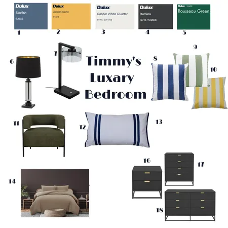 Timmy's Luxury bedroom 4 Interior Design Mood Board by bakermichelle765@yahoo.com on Style Sourcebook