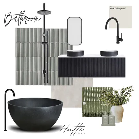 Black & Sage bathroom Interior Design Mood Board by Hatti Interiors on Style Sourcebook