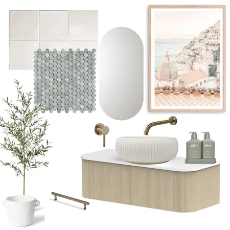 Positano Inspired Bathroom Interior Design Mood Board by Bridgeport Design Studio on Style Sourcebook