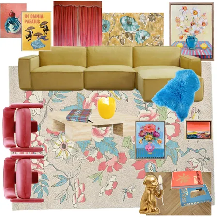 Cinema - Coral, Blue, Yellow Interior Design Mood Board by dl2407 on Style Sourcebook