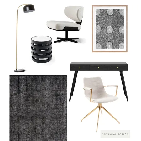 black and white Study Interior Design Mood Board by E N V I S U A L      D E S I G N on Style Sourcebook