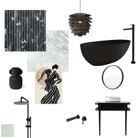 Monochromatic bathroom Interior Design Mood Board by Elysian Interiors on Style Sourcebook