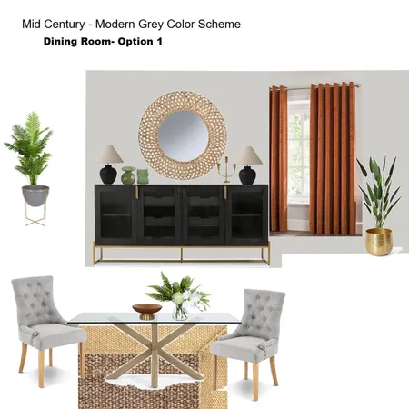 Grey Scheme Color Scheme- Dining Room with Rust Curtains Interior Design Mood Board by Asma Murekatete on Style Sourcebook