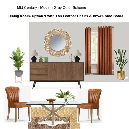 Grey Scheme Color Scheme- Option 1 with Rust Curtains & Tan Leather Chairs & Brown Sideboard Interior Design Mood Board by Asma Murekatete on Style Sourcebook