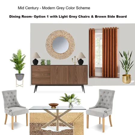 Grey Scheme Color Scheme- Option 1 with Rust Curtains & Tan Leather Chairs & Brown Sideboard Interior Design Mood Board by Asma Murekatete on Style Sourcebook