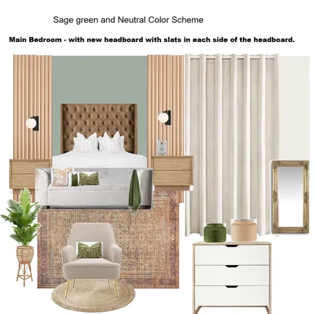 Master Bedroom option with Slats on each Side of the headboard Interior Design Mood Board by Asma Murekatete on Style Sourcebook
