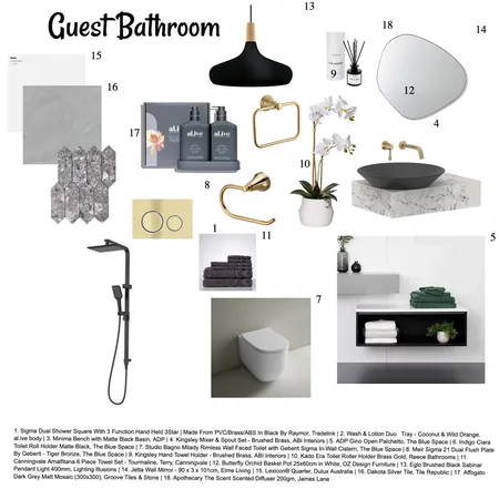 Guest Bathroom Interior Design Mood Board by Hundz_interiors on Style Sourcebook