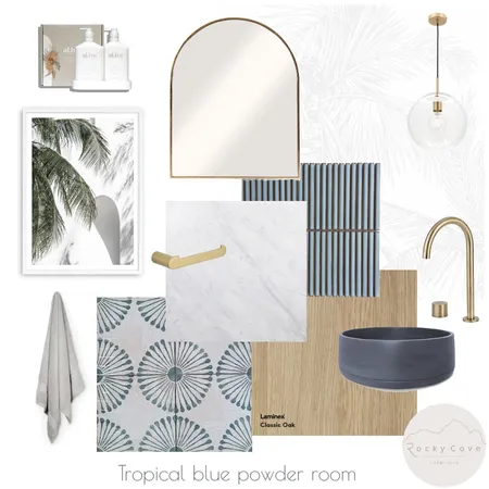 Tropical Blue Powder room Interior Design Mood Board by Rockycove Interiors on Style Sourcebook