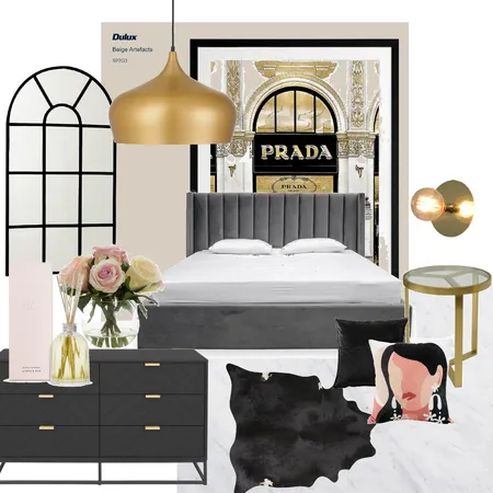 Hollywood Glam Bedroom Interior Design Mood Board by Ethereal Space & Interiors on Style Sourcebook