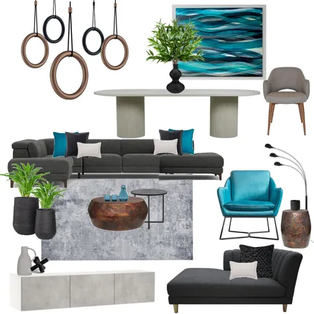 Teal living dining area Interior Design Mood Board by The Ginger Stylist on Style Sourcebook