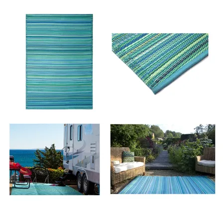 Cancun Aqua Blue Recycled Plastic Outdoor Rug Interior Design Mood Board by Fab Habitat on Style Sourcebook