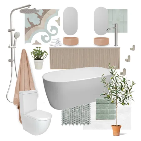 Sage & Terracotta bathroom Interior Design Mood Board by Rayne on Style Sourcebook