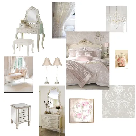 Shabby Chic Bedroom Interior Design Mood Board by b_vey@hotmail.com on Style Sourcebook