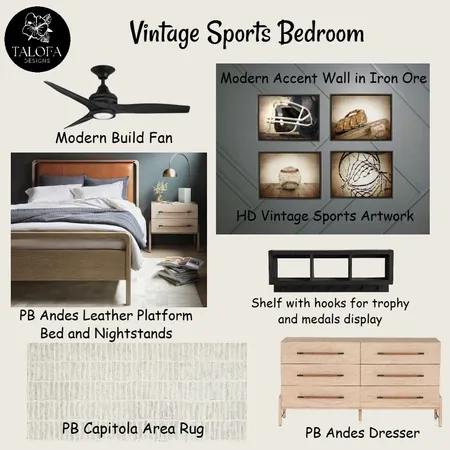 Vintage Sports Bedroom Interior Design Mood Board by Talofa Designs on Style Sourcebook