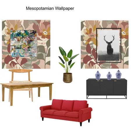 Wallpapered Dining wall Mesopotamian Wallpaper- Edith Interior Design Mood Board by Asma Murekatete on Style Sourcebook