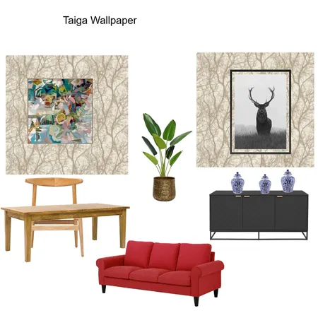 Wallpapered Dining wall Taiga Wallpaper- Edith Interior Design Mood Board by Asma Murekatete on Style Sourcebook