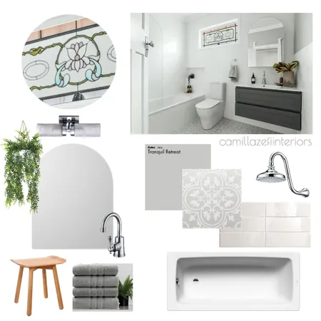 Modern Vintage Bathroom Interior Design Mood Board by Camilla Zefi Interiors on Style Sourcebook